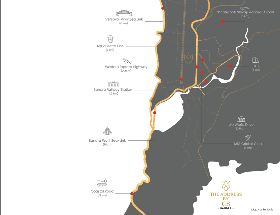 Developer brochure location map, not to scale